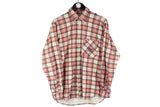 Vintage Salewa Shirt plaid pattern gray red 90s retro long sleeve shirt