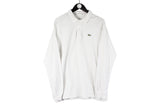 Vintage Lacoste Long Sleeve Polo T-Shirt made in France white rugby shirt 90s retro shirt