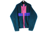 Vintage Helly Hansen Fleece Full Zip XLarge green big logo 90s retro sport trekking outdoor jumper