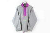 Vintage Fleece Half Zip Large gray purple 90s winter ski sweater