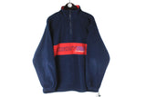 Vintage DKNY Fleece 1/4 Zip XLarge navy blue red big logo 90s retro sport sweater ski jumper authentic streetwear USA