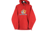 Vintage Winnie the Pooh Fleece Hoodie  red big logo Walt Disney 90s jumper