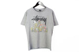 Stussy "yo Vinny, Kick In The Bass" T-Shirt Medium gray basic cotton tee