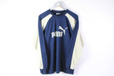 Vintage Puma Sweatshirt Medium blue gray 90s big logo retro Germany style jumper