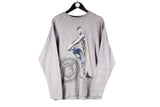 Vintage Versace Sweatshirt Large gray pink 90s retro big logo long sleeve t-shirt jeans couture