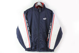 Vintage Puma Track Jacket Small blue white classic sport wear 90s athletic windbreaker