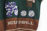 Vintage Funny Cat Roundball Sweater Large