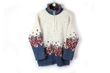 Vintage Fleece Half Zip Women's Medium multicolor nature pattern ski style cozy sweater