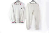 Vintage Lacoste Tracksuit (Sweatshirt + Pants) Medium white cotton rare made in France deadstock 80s sport suit golf
