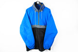 Vintage K-Way Anorak Jacket XLarge 90s sport raincoat retro style blue black windbreaker