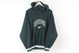 Vintage Reebok Fleece Hoodie Large big logo black 90s sport outfit