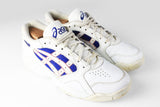 Vintage Asics Sneakers US 9 white blue 90s retro sport style casual trainers shoes