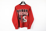 Vintage Wisconsin UW Sweatshirt Small / Medium big logo red jumper 90s sport