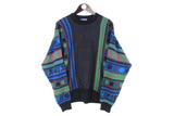 Vintage Carlo Colucci Sweater Medium blue green 90s retro sweater made in Germany pullover