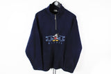 Vintage Mickey Mouse Disney Fleece Medium navy blue 90s sport 1/4 zip