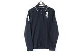 Hackett Rugby Shirt Medium navy blue collared authentic long sleeve jumper Sweatshirt