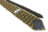 Vintage Gianni Versace Tie black gold yellow pattern bright medusa big logo 90's style monogram silk made in Italy authentic men's gift rare retro