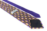 Vintage Gianni Versace Tie purple yellow pattern bright 80's medusa big logo 90's style monogram silk made in Italy authentic men's gift rare retro
