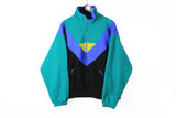 Vintage Fleece Half Zip Medium green black 90s winter ski sweater