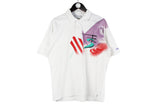 Vintage Adidas Stefan Edberg Polo T-Shirt Medium white abstract pattern 90s retro tennis cotton shirt