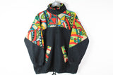 Vintage Fleece 1/4 Zip Small black multicolor 90s retro style sweater