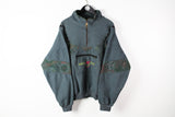 Vintage Fleece Half Zip XLarge gray 90s sport retro style winter ski anorak