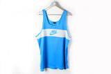 Vintage Nike Oregon Sleeveless Top XLarge white blue t-shirt made in UK big logo sport