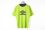 Vintage Umbro T-Shirt Large neon green big logo 90s UK style top