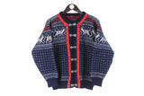 Vintage Dale of Norway Cardigan Sweater Women's Small blue abstract pattern cardigan made in Scandinavian country Iceland