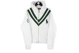 Vintage Polo by Ralph Lauren Hoodie Full Zip Medium white 90s big logo tennis polo retro jumper