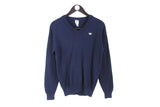 Vintage Adidas Sweater Small blue v-neck pullover 80s