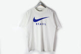 Vintage Nike Brasil T-Shirt Small football big logo 90s tee