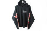 Vintage Chicago Bulls Hoodie Medium big logo black oversize 90s retro style jumper NBA basketball 80s Jordan decade