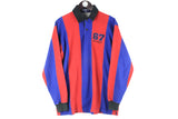 Vintage Polo Sport by Ralph Lauren Rugby Shirt Medium blue red striped pattern collared jumper sport wear USA style 90s hip hop