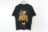 Vintage Kurt Cobain T-Shirt Medium / Large black 90s big logo tee Nirvana