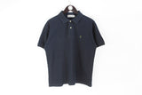 Vintage Yves Saint Laurent Polo T-Shirt Large / XLarge navy blue cotton collared tee 90's