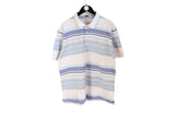 Vintage Yves Saint Laurent Polo T-Shirt XXLarge pink blue 90's retro style classic tee