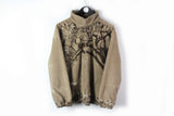 Vintage Horse Pattern Fleece Full Zip Medium brown 90s sport style windstopper retro wear animal print sweater