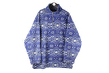 Vintage Fleece 1/4 Zip XLarge purple abstract pattern 90s retro sweater ski wear