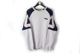 Vintage Fila Sweatshirt XLarge gray blue 90s retro style big logo jumper crewneck