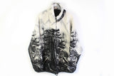 Vintage Wolf Fleece Full Zip XLarge white black animal pattern wild forest print 90s