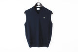 Vintage Lacoste Vest Small / Medium navy blue V-neck sleeveless sweater 90s