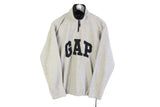 Vintage Gap Fleece 1/4 Zip Small gray big logo 90s sport style sweater