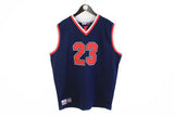 Vintage Karl Kani Jersey Top XLarge navy blue 23 big logo 90s hip hop style sleeveless t-shirt