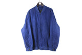 Vintage Pierre Cardin Jacket XLarge silk bomber 90s retro luxury style blue full zip light wear