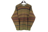Vintage Pringle Sweater Large green abstract pattern wool pullover 90s retro jumper