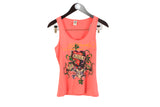 Vintage Ed Hardy Top Women's Large pink 00s made in USA cotton sleeveless t-shirt