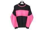 Vintage Adidas Sweatshirt Small black pink big logo 90's retro style crewneck
