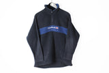 Vintage Reebok Fleece 1/4 Zip Medium navy blue big logo 90s retro style sweater