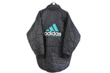 Vintage Adidas Equipment Jacket Large black green big logo quilted coat 90's winter warm long parka